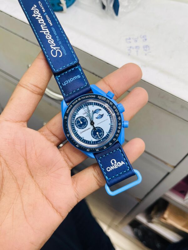 OMEGA MoonSwatch SpeedMaster MISSION TO THE SUPER BLUE MOONPHASE Limited PAPERS - Image 3