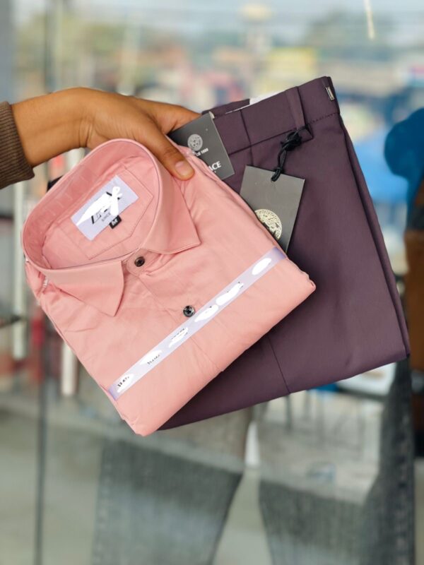 Pink Shirt with Wine Colour Pant