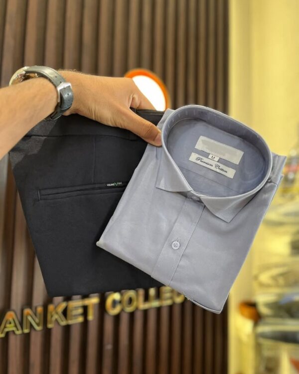 Grey Shirt And Black Trouser (Combo)