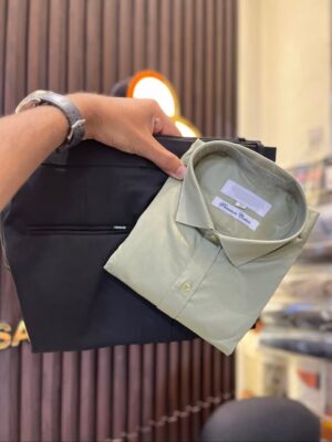 OLive Green Shirt And Black Trouser (Combo)