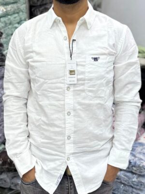 Premium Slub linen Shirt (White)
