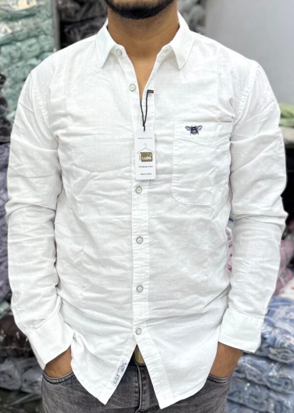 Premium Slub linen Shirt (White)