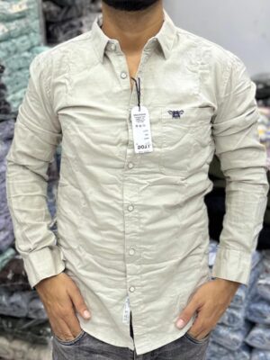 Premium Slub linen Shirt (Light tan)