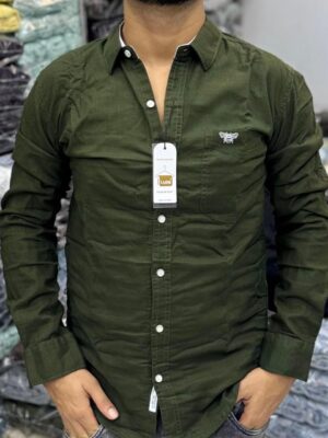 Premium Slub linen Shirt (Forest Green)