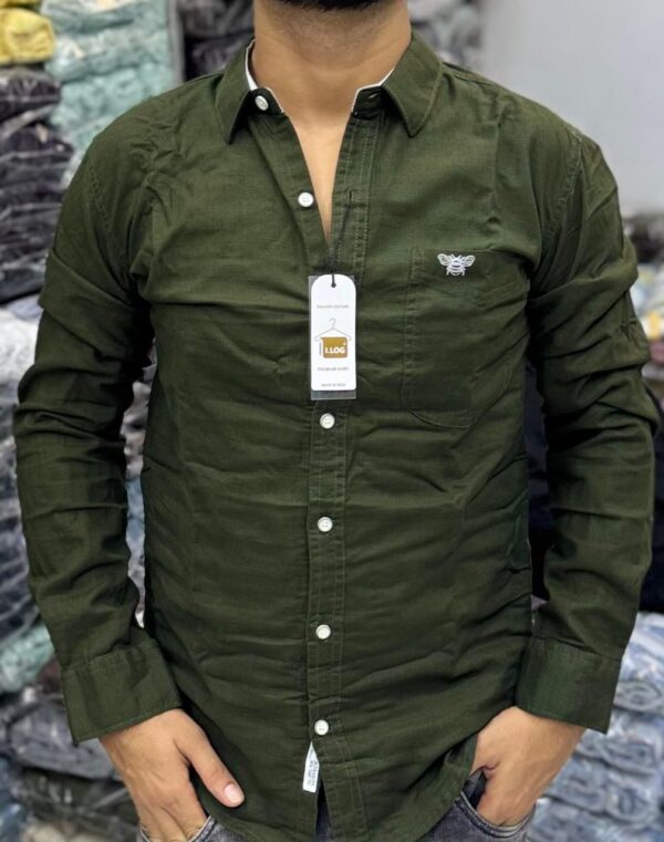 Premium Slub linen Shirt (Forest Green)