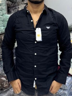 Premium Slub linen Shirt (Black)