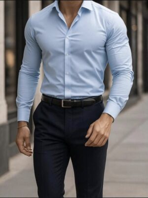 Sky Blue Shirt And Dark Navy Trouser (Combo)