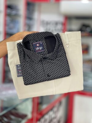 Men’s Stylish Printed Shirt & Black Trouser Combo