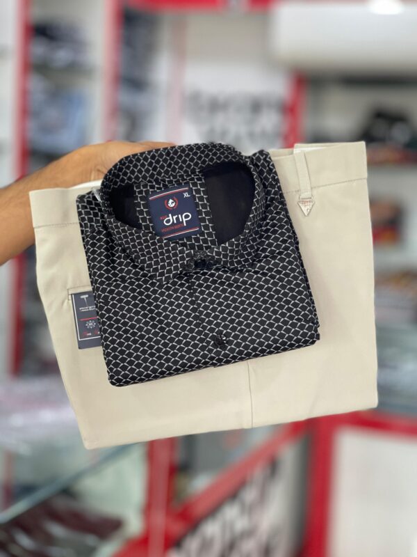Men’s Stylish Printed Shirt & Black Trouser Combo