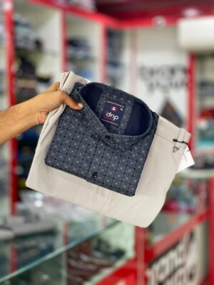 Men’s Stylish Printed Shirt & Black Trouser Combo