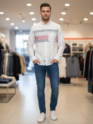 Latest Pattern Cotton White Shirt
