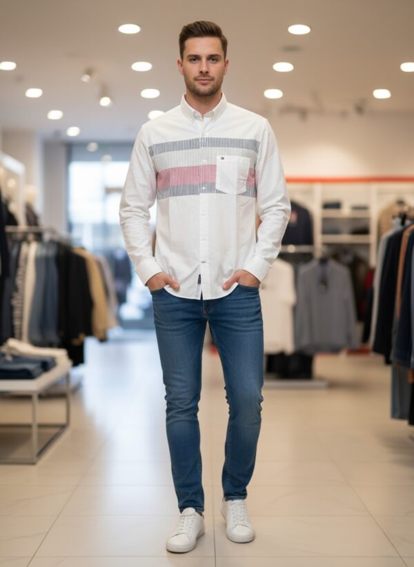 Latest Pattern Cotton White Shirt