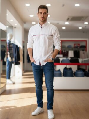Latest Pattern Cotton White Shirt